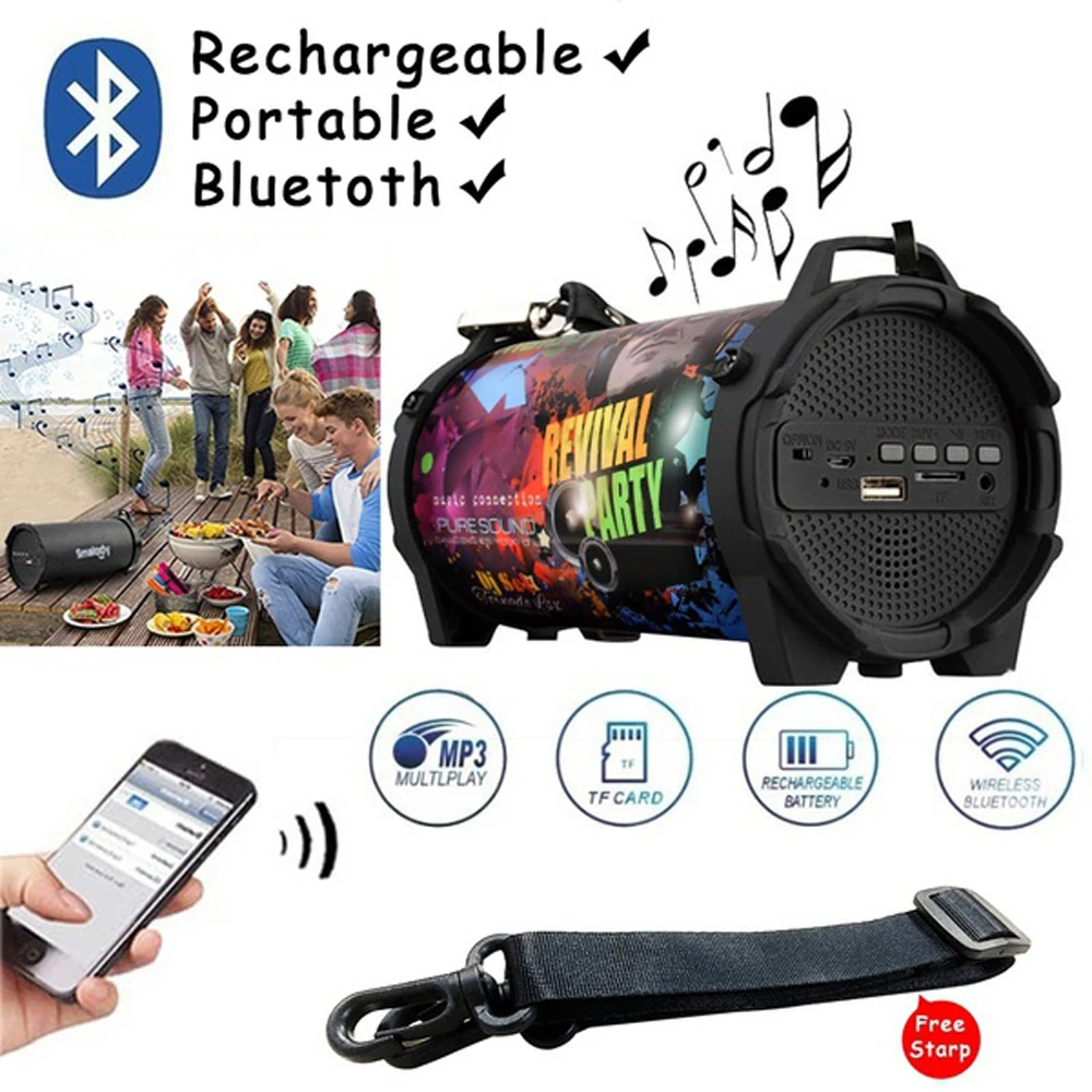 New Outdoor Portable Subwoofer Column Bluetooth Speaker Wireless Powerful Sports Speakers Radio FM Mp3 player Scalable