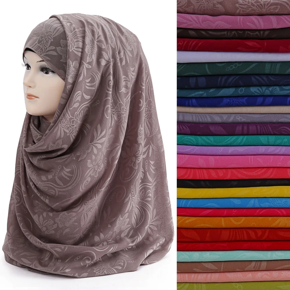 

10pcs/lot Flower Print Pearl Bubble Chiffon Women's Muslim Hijab Scarf Shawl Wrap Head Wear