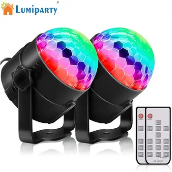 

2pcs LED 3W RGB Mini Stage Lamp Magic Ball Light Club Disco DJ Party Bar Sound Sensor Decoration American Plug