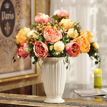 

The European Home Furnishing opro living room decor vase floral high-quality silk flower set