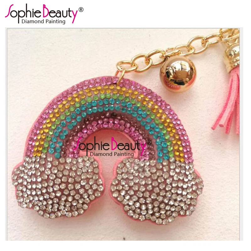 

Rainbow Keychain New DIY Mini-Pattern Diamond Embroidery Pendants Key Chain For Kids Shaped Diamond Painting Stickers