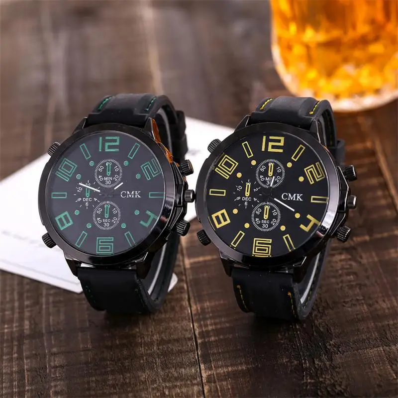 

CMK Personality Fashionable Digit Big Dial PU Leather Strap Watch for Male