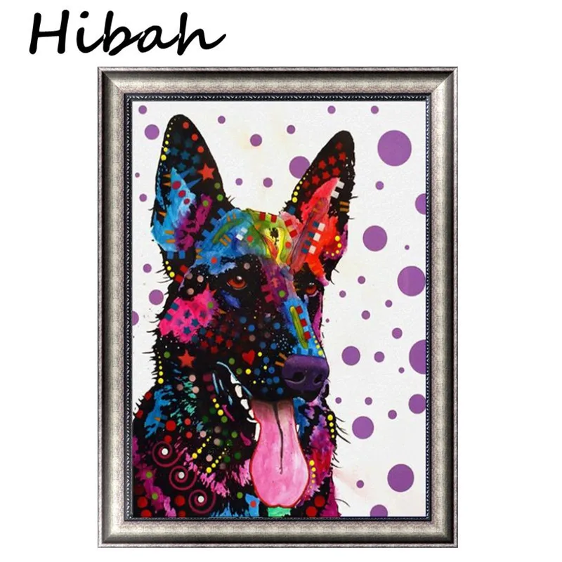 

Round Diamond 5D DIY Diamond Painted "Colorful Dog" 3D Embroidery Cross-stitch Mosaic Home Decoration