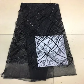 

Unique mesh sequins fabric french net lace fabric fashion paillette fabric X92-1