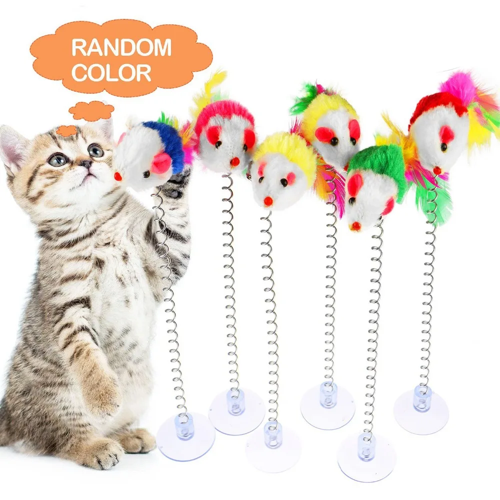 Retractable Cat Toys Interactive Feather Teaser Wand Toy Fluffy Mouse