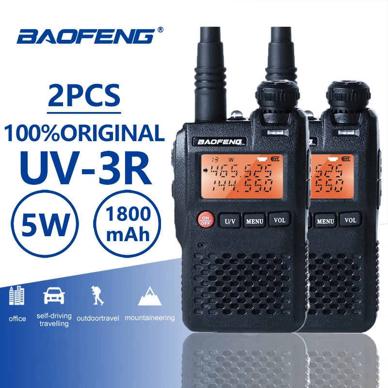 

2PCS BaoFeng UV-3R USB Charger Portable Walkie Talkie Dual Band Professional FM Radio Hf Transceiver Mini Handhold Two Way Radio