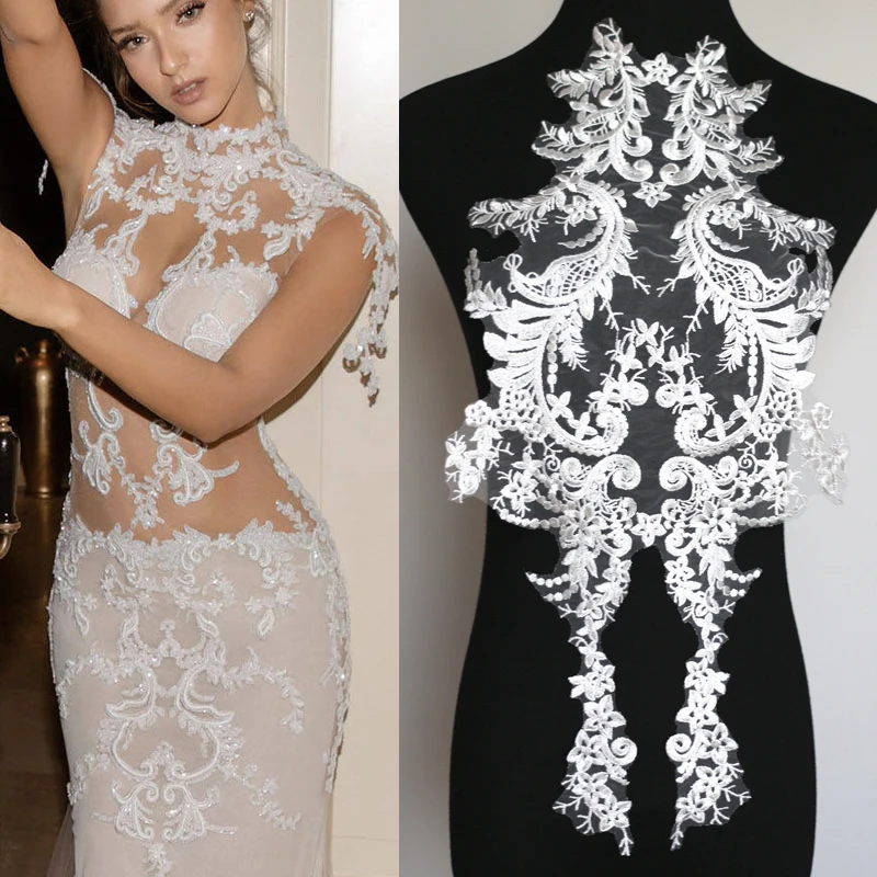 

SOLIDBEAUTY 2018 new 2pc ivory black soft net good quality wedding evening dress lace trim applique