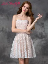 B036 Homecoming Kleider 2017 A-line Trägerloses Bördelndes Kurz/Mini Party Kleid Spitze Günstige Vestido V-ausschnitt Cocktailkleider