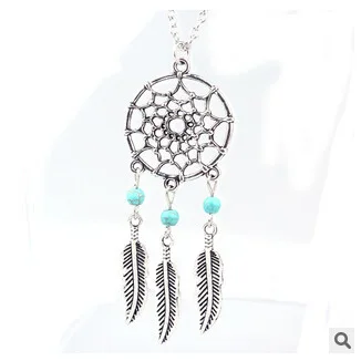 

H:HYDE Trendy Bohemian Style Dream catcher Feather Wings Shaped Pendant Long Necklace 2 Styles Sweater Chain Accessories Gift