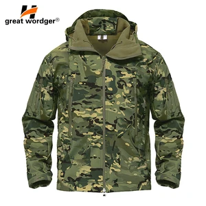 Уличная тактическая камуфляжная Мужская куртка Пальто Военная армейская куртка зимняя водостойкая мягкая оболочка куртка ветровка охотничья одежда - изображение