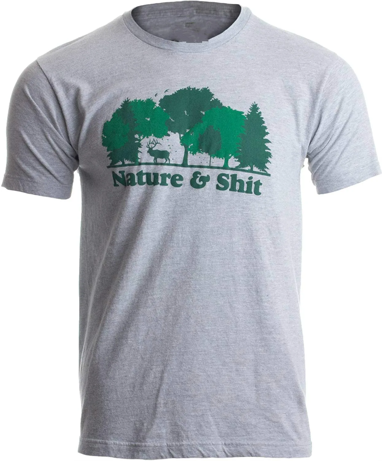 Men's Nature & Shit Funny Outdoors Cotton Short Sleeve Casual Humor, Ironic Hiking Adventure T-Shirt
