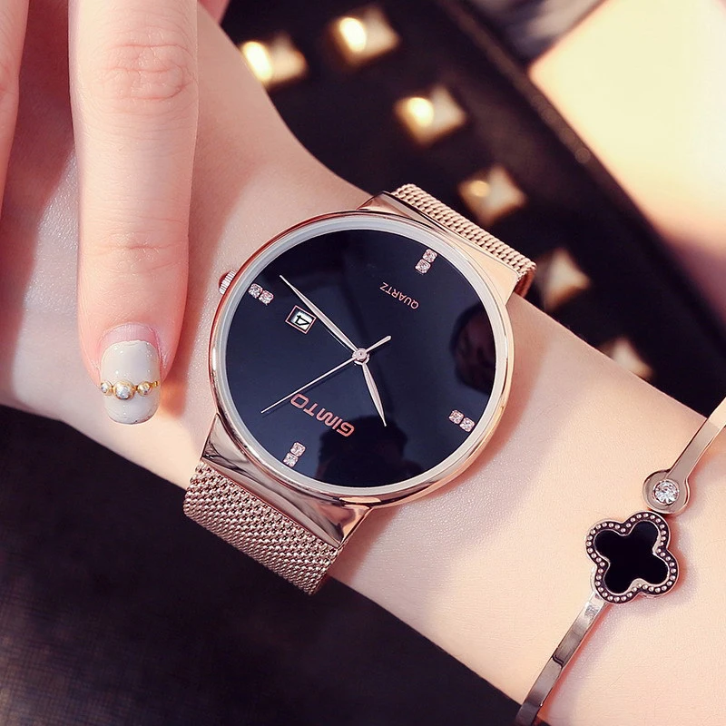 Fashion Lady Bracelet Watch Women Elegant Thin Gold Bracelet Mesh Band