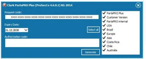 Блокировка Кларк PartsPRO Plus Keygen для 2014 2015 2016 |