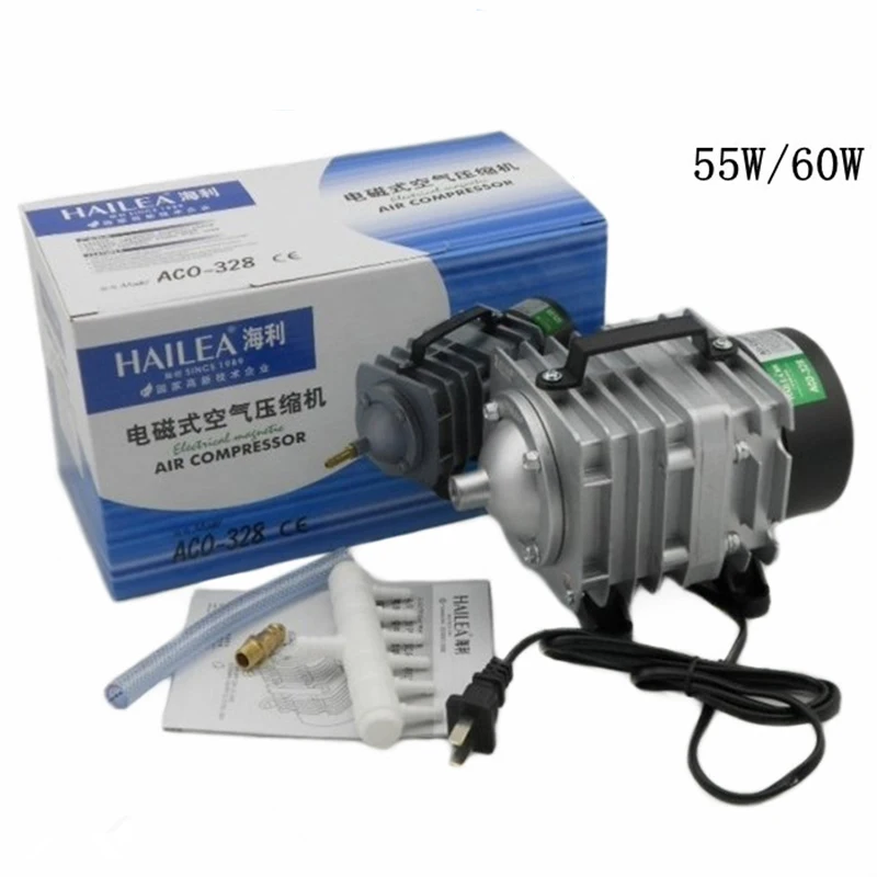 82 LPM HAILEA ACO-328 электрические магнитные аквариум воздушный компрессор насос с 6