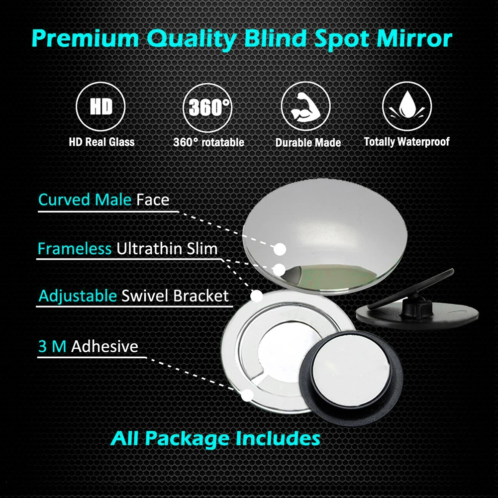 ¿Promo 2 unids/pack más nuevo 360 grado sin marco punto ciego espejo de ángulo ancho ronda HD de vidrio convexo espejos retrovisores 88 XR657 ¿Promo 2 unids/pack más nuevo 360 grado sin marco punto ciego espejo de ángulo ancho ronda HD de vidrio convexo espejos retrovisores 88 XR657