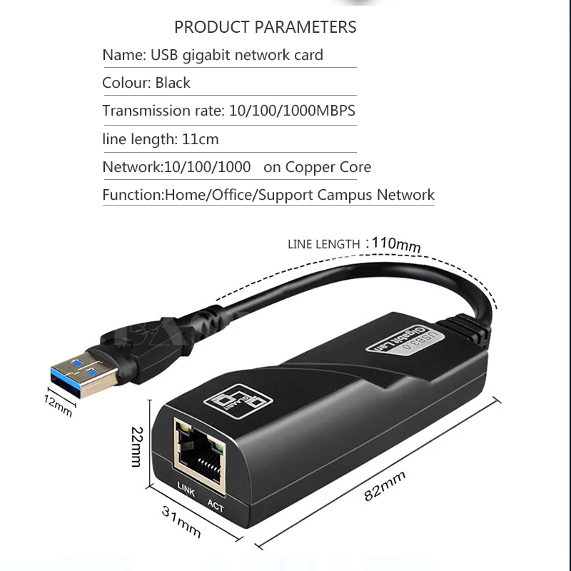 Basix USB Ethernet адаптер USB 3,0 сетевая карта для RJ45 Lan для Windows 10 Xiaomi Mi коробка 3 переключатель Ethernet USB - Цвет: usb ethernet