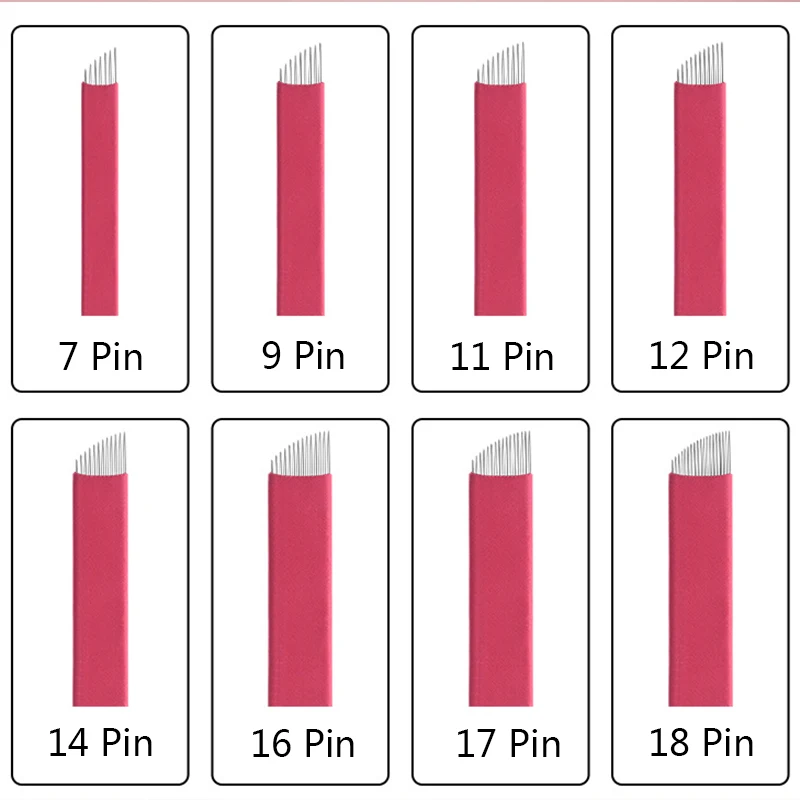 

500pcs/Lot 9 11 12 14 16 18 Pins U shape Lamina Nano Blade Premium 0.25mm Permanent Makeup Microblading Needles For Tobori Pen