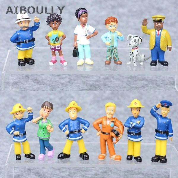 

12Pcs/Set Fireman Sam Action Figure Playset PVC Dolls Kids Birthday wedding party Gift Anime Collection model figure