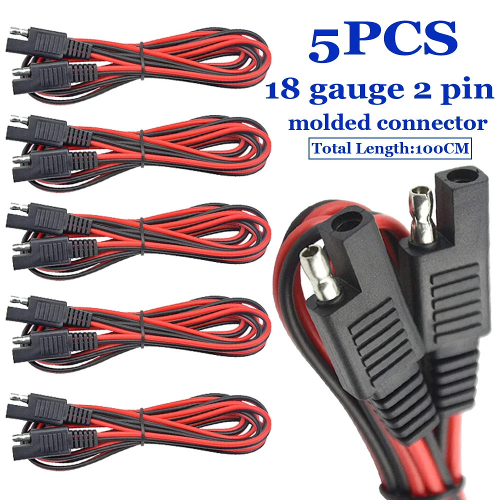 

Wire SAE Connectors Harness 1m 12V 5Pcs 2Pin 18 Gauge Quick Disconnect Useful