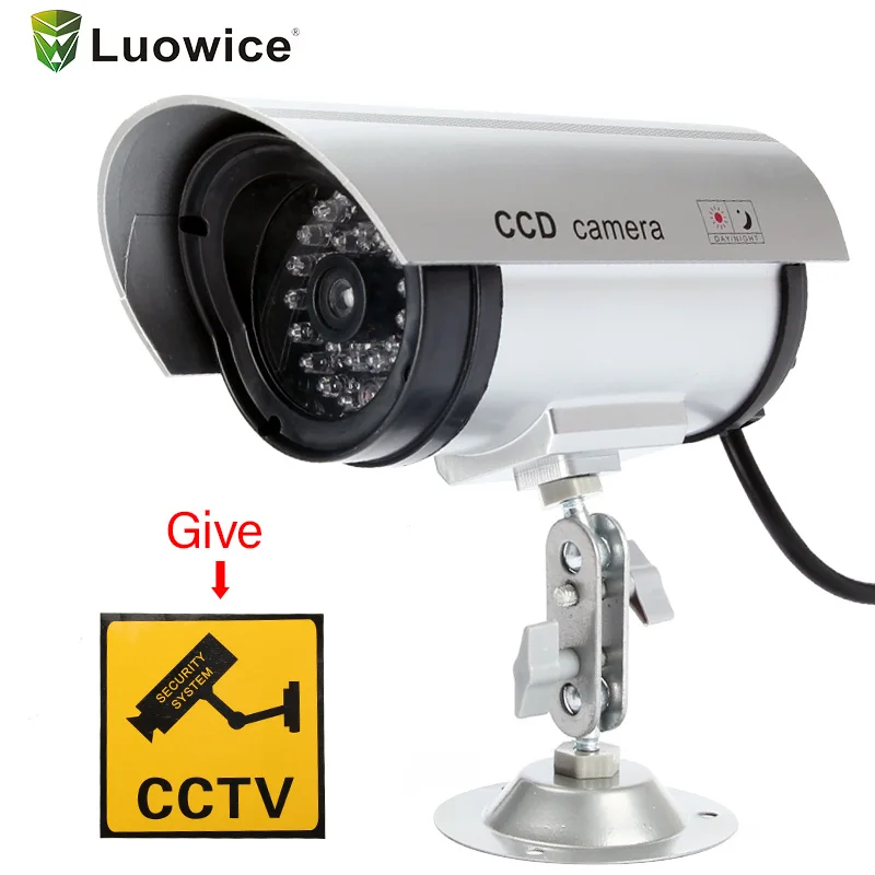 

Outdoor Fake Simulation Dummy Camera CCTV Home Surveillance Security Mini Camera Flashing LED Light Fake Camera white