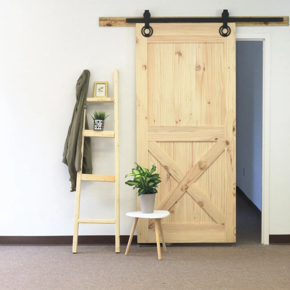 

DIYHD 6FT Black Gear Shape Sliding Barn Wood Door Interior Door Kitchen Door Track Hardware Kit (not including door panel)