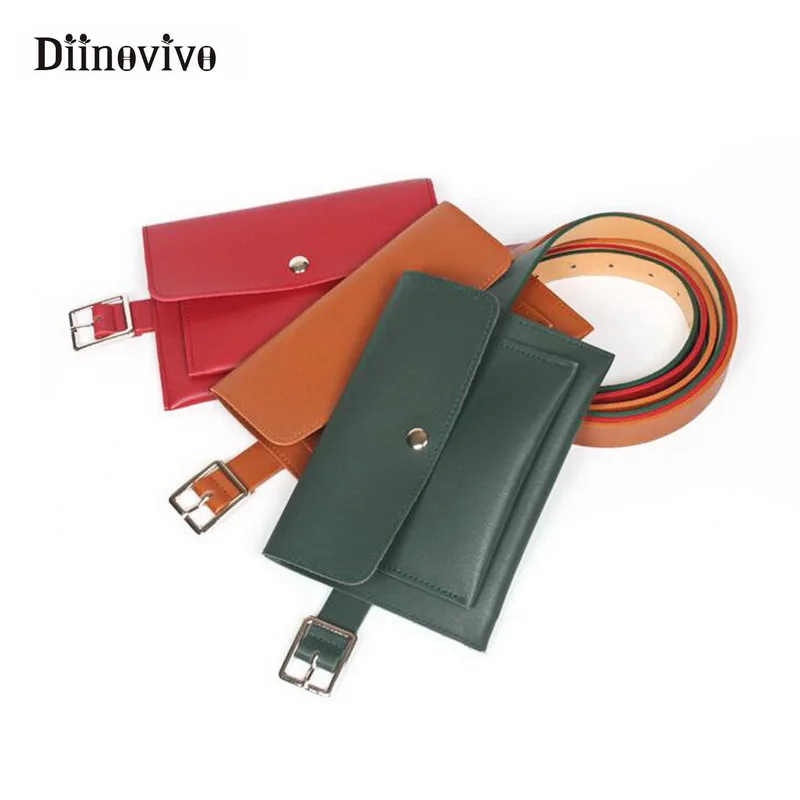 

DIINOVIVO Fashion Women Bag Leather Waist Pack Femal Belt Phone Pouch Bags Hotsale Women Waist Packs Fanny Pack Bolosa WHDV0377
