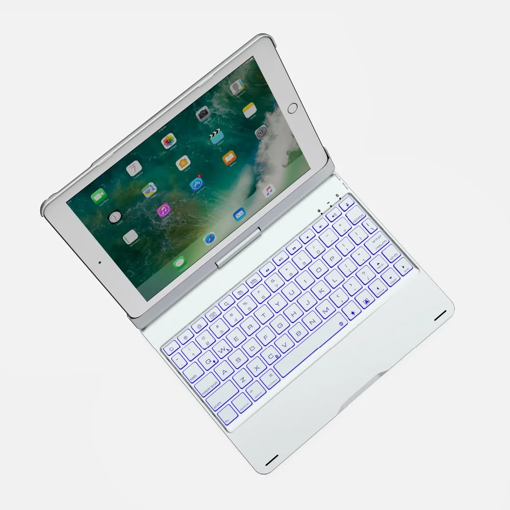 Вращающаяся на 360 градусов Bluetooth клавиатура 7 цветов Чехол с подсветкой для Apple iPad 9