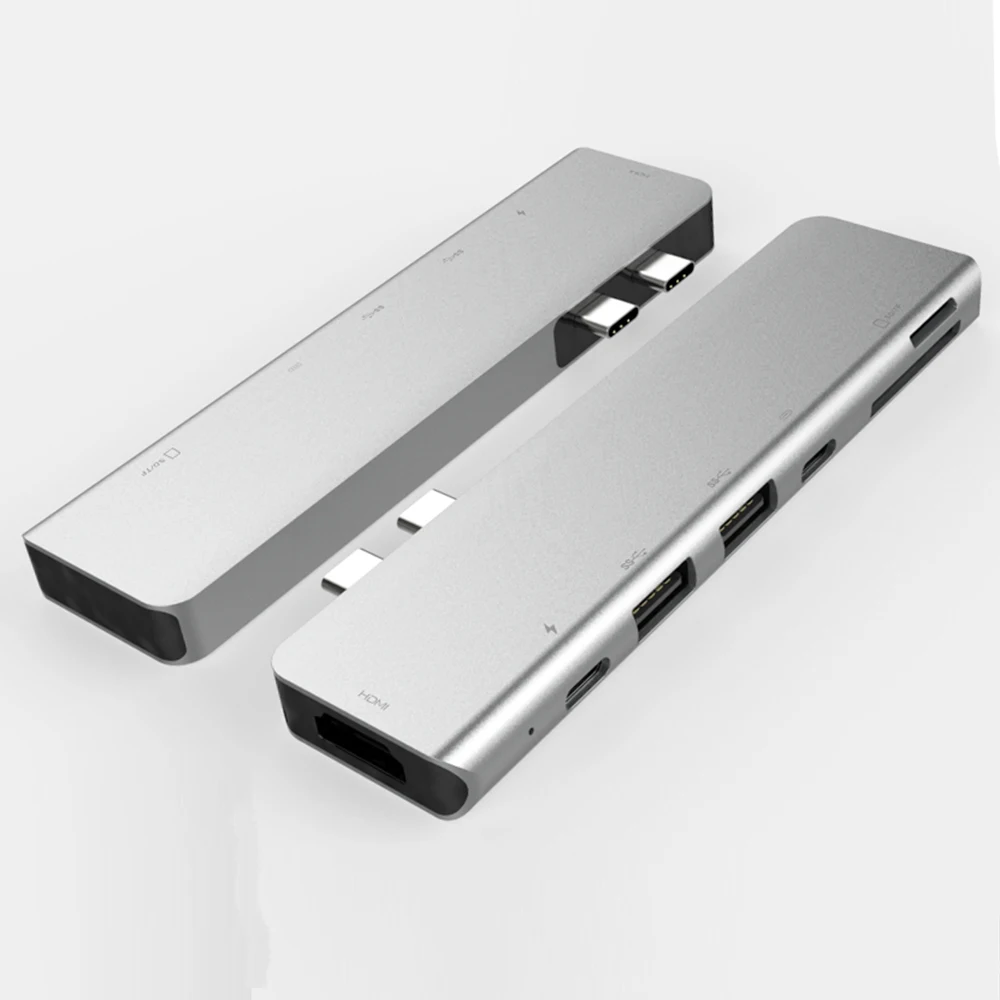 7 в 1 с двойным USB 3,1 type C концентратор с 4 K 60 hz HDMI Thunderbolt 3 type C зарядка PD адаптер SD/TF кардридер USB 3,0 концентратор