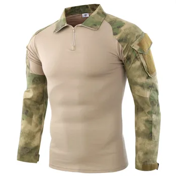 

Free shipping men cotton moisture uniform long sleeve instructor camouflage Quick Dry Breathable T- shirt 655