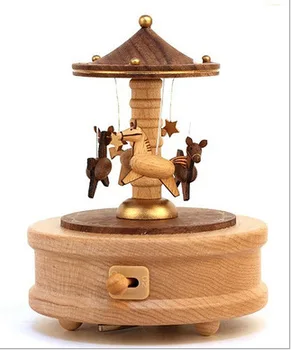 

Birthday Girl Creative Novelty Carousel Music Box Wooden Gift Box Musical Carousel Horses Holiday Gift