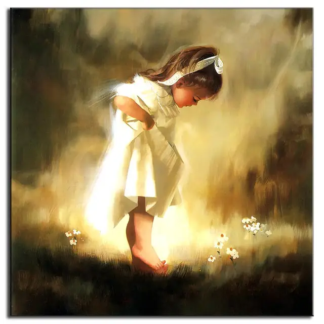 Unframed Canvas Painting Baby Girl Classic Oil Painting On Canvas Wall Art Picture Canvas Art Cheap