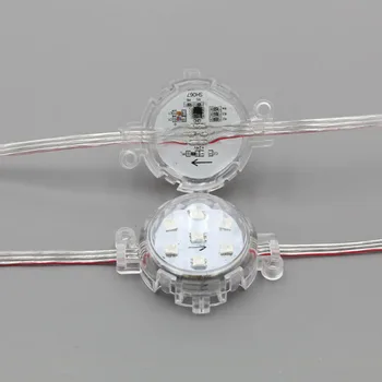 

50mm diameter;DC24V;addressable;rgb full color;IP68;UCS1903 IC;7pcs 5050 led;1.68W;with convex clear diamond type cover