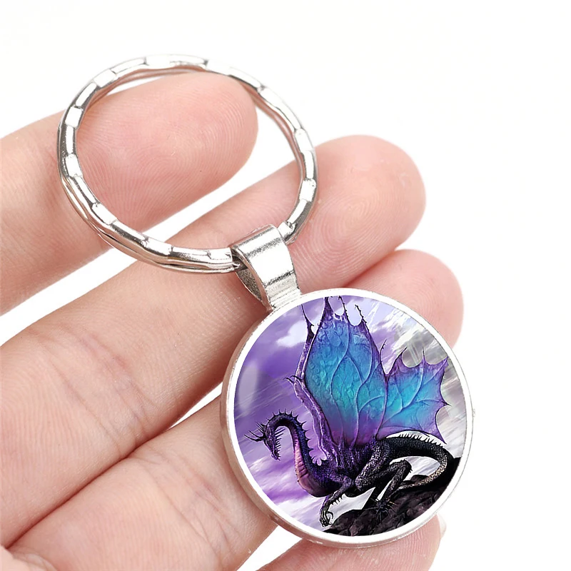 Blue Dragon Pendant Wings Dragon Key Chain Holder 3d Cabochon Picture