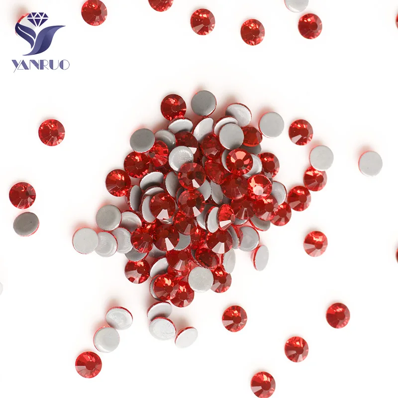 

YANRUO 2058HF Light Siam Top Rhinestones HotFix Flatback Decorative Rhinestones Iron On Strass For Craft Clothing