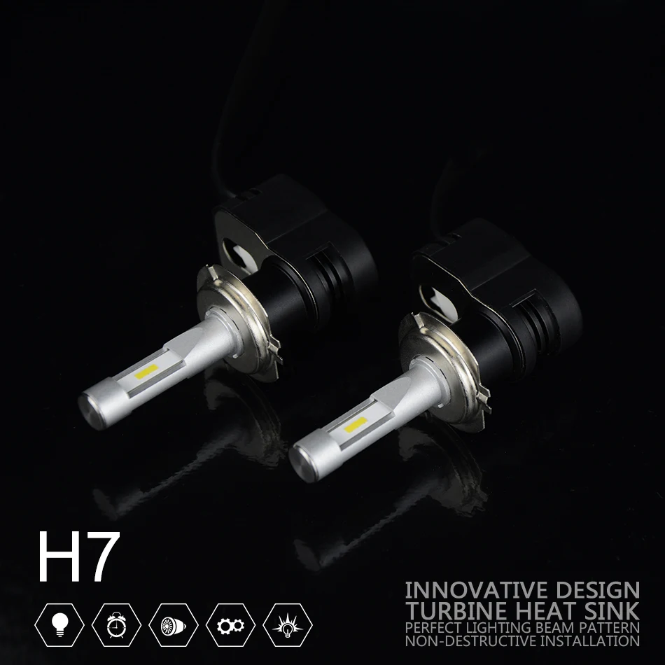 

2018 JGAUT Super Bright H7 Car LED Headlight Bulbs Hi-Lo Beam CSP Chips 72W 8000LM 6000K Auto Headlamp Fog Light CAR LED High T5