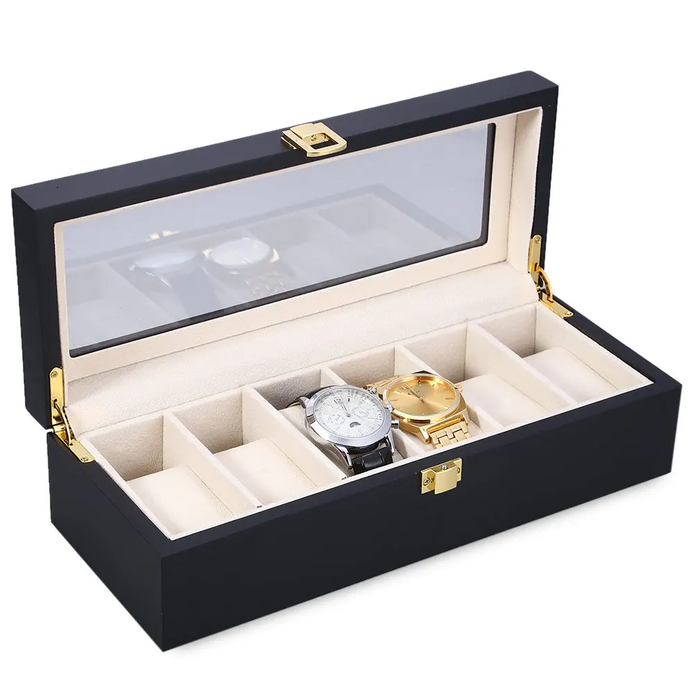 Prix pour Reloj Relogios Montre Boîte 6 Slots Bois Montre Vitrine montres Boîte à Bijoux En Verre Haut De Stockage Organisateur Titulaire Horloge Cas boîtes Prix pour Reloj Relogios Montre Boîte 6 Slots Bois Montre Vitrine montres Boîte à Bijoux En Verre Haut De Stockage Organisateur Titulaire Horloge Cas boîtes