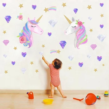 

1PC Cartoon Removable Lovely Creative Cute DIY Unicorns Star Heart Wall Sticker Window Room Home Decor Sticker