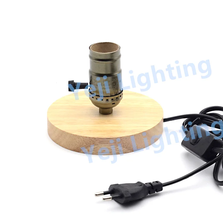 UL старинная лампа Эдисона держатель деревянное основание E26 e27 гнездо патрон для лампы с ЕС 2-контактный круглый разъем переключатель для led Настольная лампа