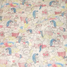 Полуметровая японская Лоскутная стеганая ткань двойная Марля из хлопковой ткани милый маленький пони торт шаблон C