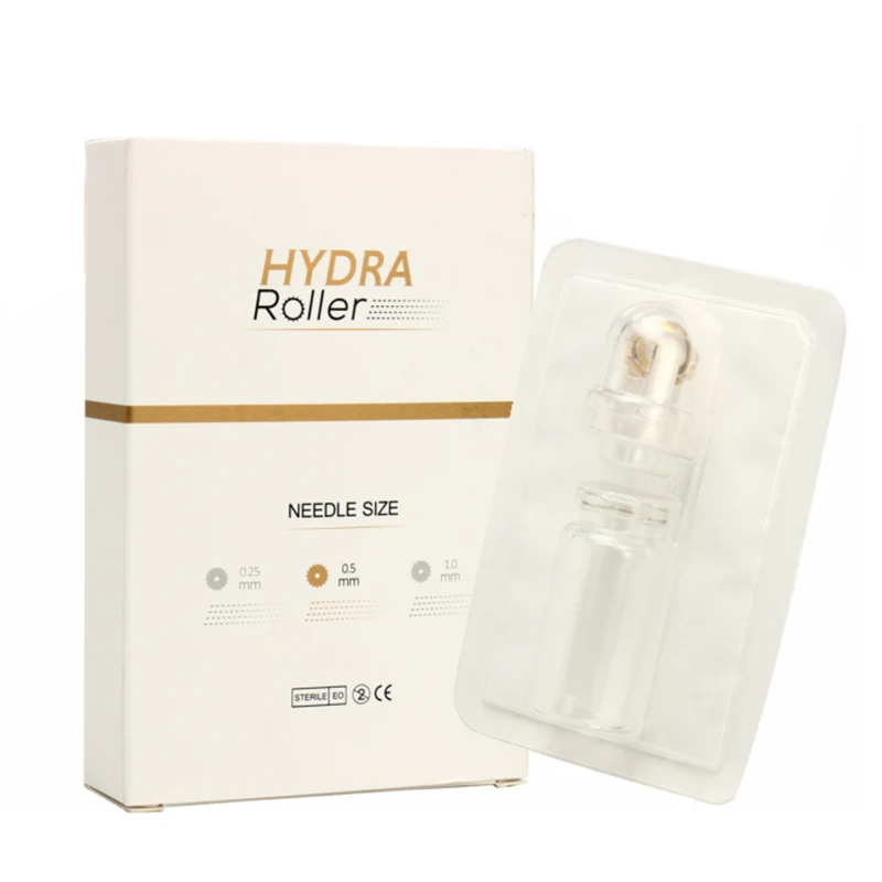 

Hydra Roller Titanium needle Gold Tips MezoRoller Bottle for Hyaluronic Acid Skin care Essence