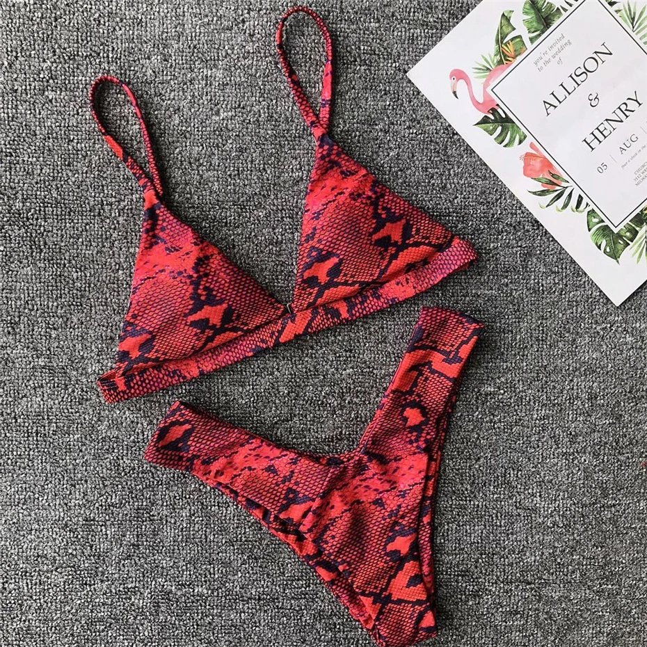 Micro bikini Snake bikinis set Leopard swimsuit Solid bathing suit women Two piece swimwear Brazillian Thong 2019 mujer | Женская одежда