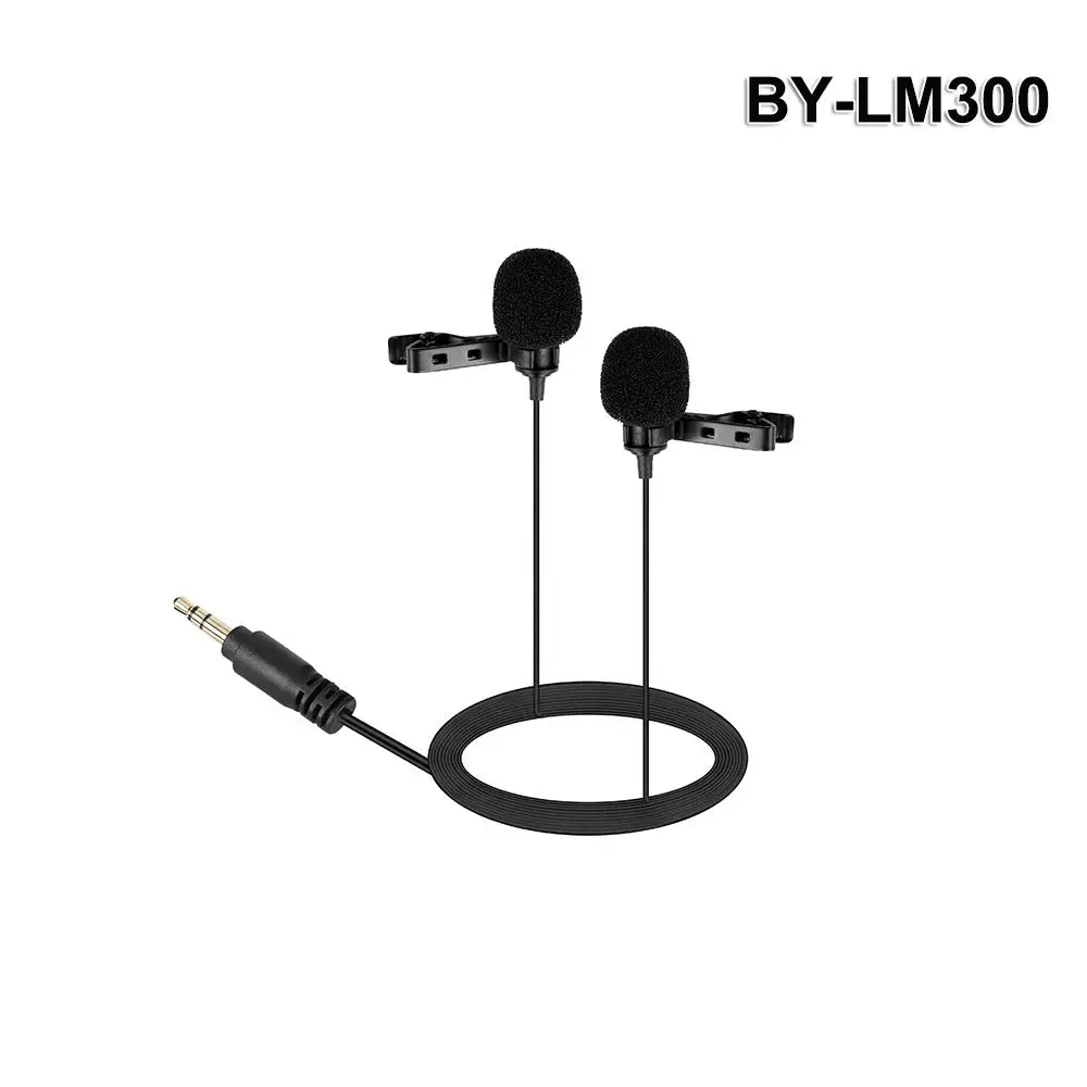 

BY-LM300 Dual-Lavalier Omnidirectional CondenserMicrophone Designed for Recording Interviews for Audio and Video devices