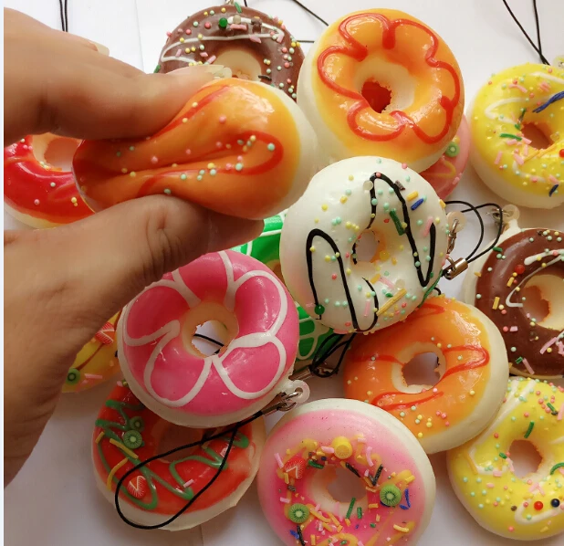 

50pcs-5cm Kawaii squishy round bread donut rare Squishy Bun soft Mobile Phone Pendant mix color order cheap sale free shipping