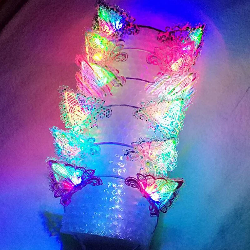 LED Headband Luminous Lace Cat Ears Hair Light  LED Light Up Toys Gift for New Year Headwear Christmas Glow Party Supplies  (11)
