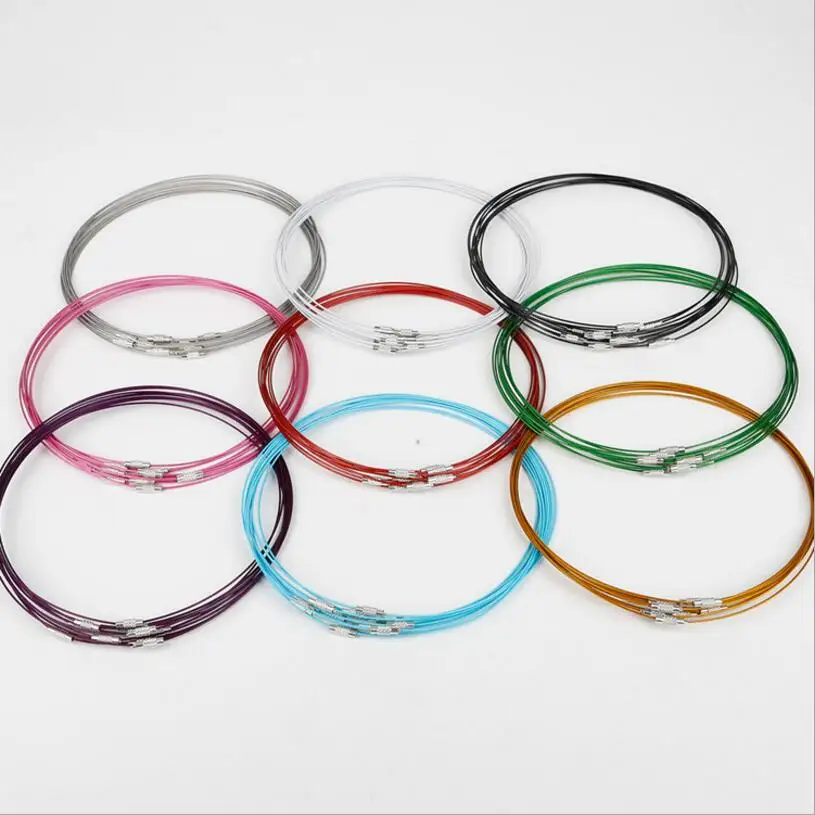 10pc/lot 1mm Stainless Steel Wire Choker Necklace Cord Rope with Brass