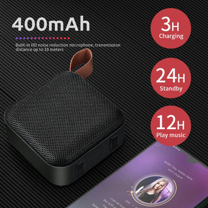 HANXI Беспроводная Bluetooth мини колонка стерео Портативная s сабвуфер 5 0 с SD FM уличная
