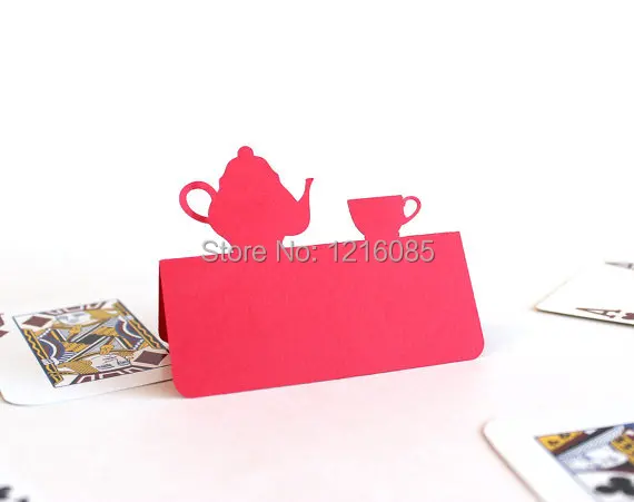 

red Tea party Place Cards Set Placecards Love Birds Place Cards Elegant Wedding Custom Anniversary Place Card