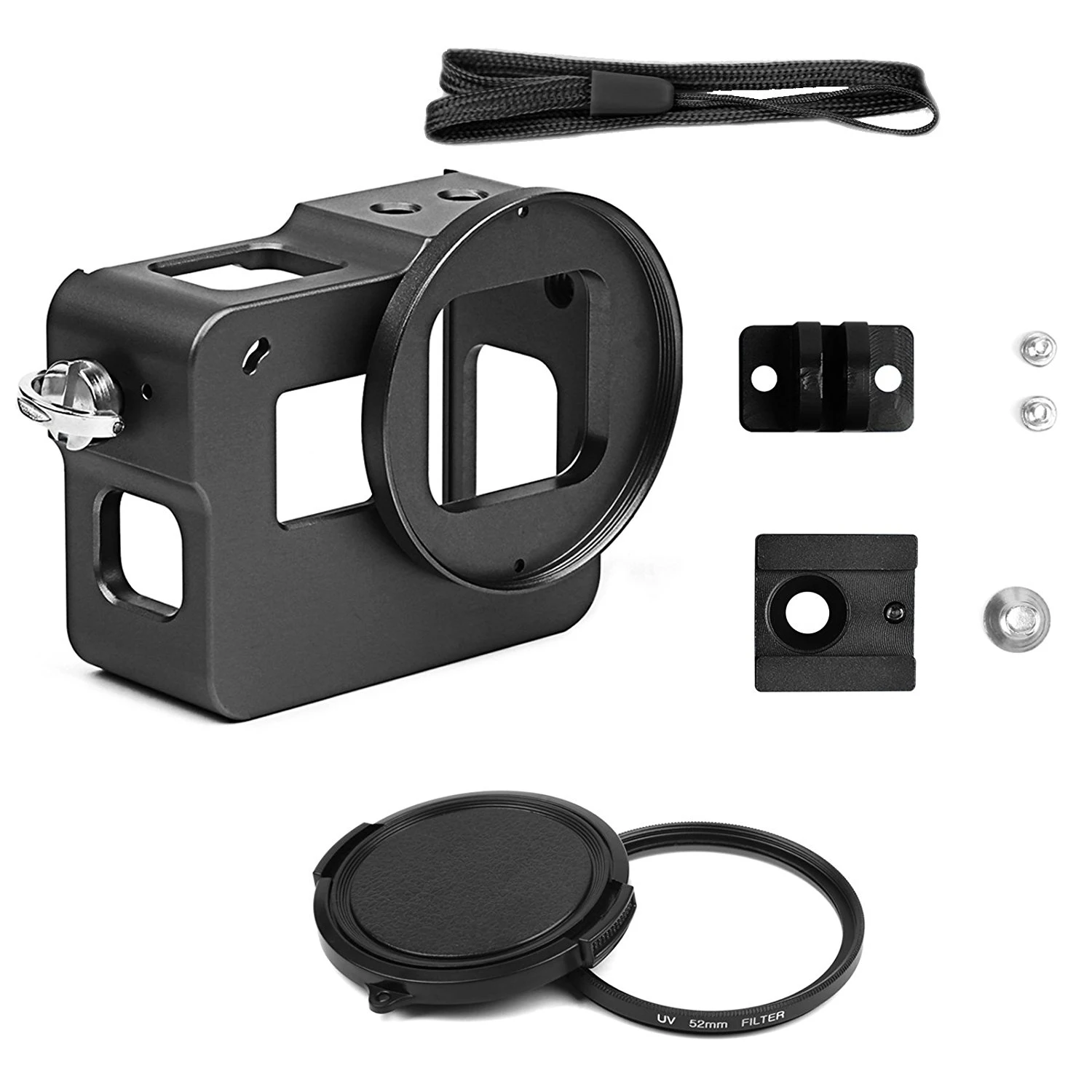 

SHOOT Protective Shell Aluminium Alloy Metal Case with 52mm UV Filter, Rear Cover, Hot Shoe for Gopro 5(Black)