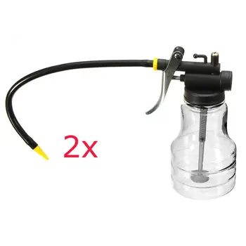 

2Pcs Universal 250cc High Pressure Pump Oiler Lubrication Oil Can Plastic Transparent Machine Oiler Grease flex Guns for Car