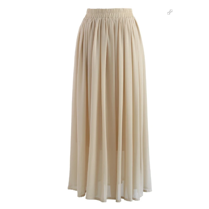 Новые шифоновые юбки Faldas Mujer Moda ОАЭ абайя Дубай Кафтан длинная мусульманская юбка платье для женщин Musulman турецкая исламская одежда - Цвет: Apricot